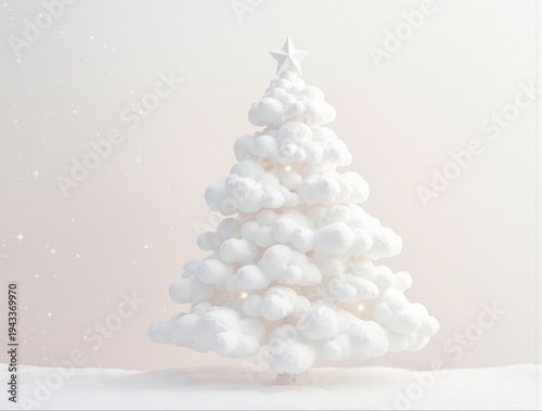 Glowing White Holiday Tree in a Soft Pastel Setting