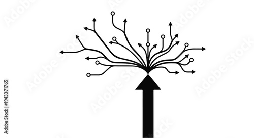 Upward Arrow Branching into Multiple Paths Representing Business Diversification