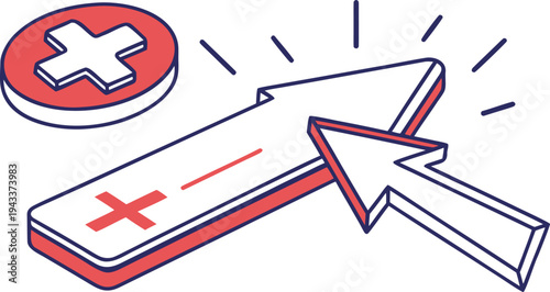 Subscribe arrow pointer with cross symbol