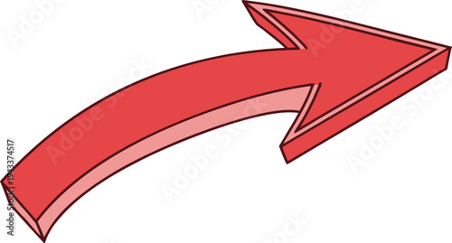 Curved red arrow pointing right curved arrow direction arrow smooth curve