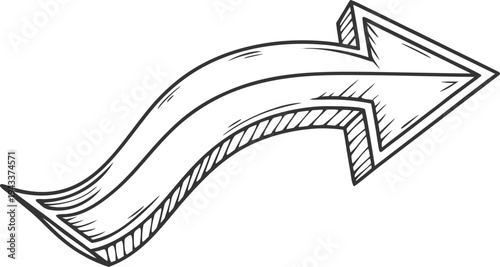 Curved arrow pointing right smooth curve direction