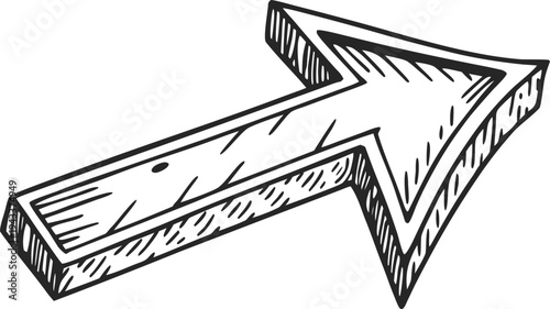 Hand drawn black arrow pointing right with shading doodle