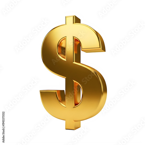 Golden dollar sign symbol on white background