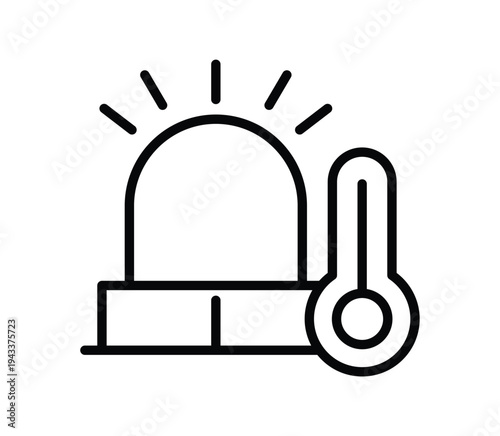 Emergency Alarm Icon With Thermometer Illustration for Safety Concepts