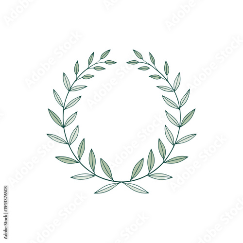 Simple green leafy wreath design element for decoration and floral arrangements