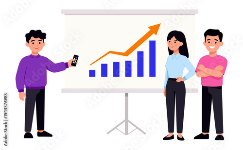 Business presentation with financial graph vector