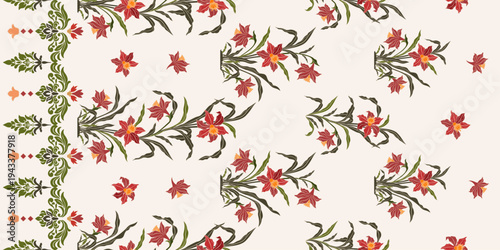 Vector Hand drawn colourful geometric flowers Motifs African boho paisley, seamless patterns with floral for fabric Ethnic Indian Pattern, textiles, clothing, wrapping paper, backdrop, banner.

