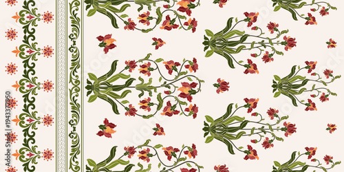 Vector Hand drawn colourful geometric flowers Motifs African boho paisley, seamless patterns with floral for fabric Ethnic Indian Pattern, textiles, clothing, wrapping paper, backdrop, banner.

