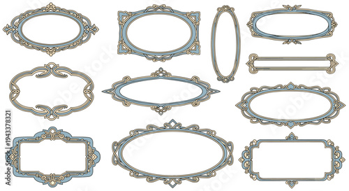 Elegant Collection of Ornate Vintage Frames Various Shapes and Sizes