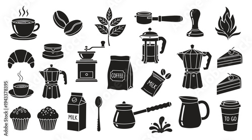 Coffee and bakery items illustration set