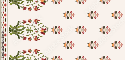 Vector Hand drawn colourful geometric flowers Motifs African boho paisley, seamless patterns with floral for fabric Ethnic Indian Pattern, textiles, clothing, wrapping paper, backdrop, banner.

