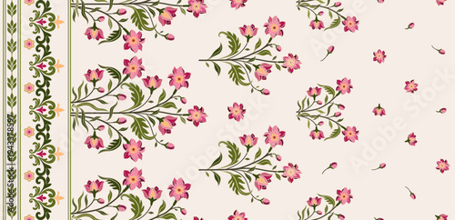 Vector Hand drawn colourful geometric flowers Motifs African boho paisley, seamless patterns with floral for fabric Ethnic Indian Pattern, textiles, clothing, wrapping paper, backdrop, banner.

