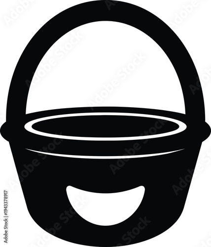 Easter day silhouette of a black easter basket isolated on transparent background