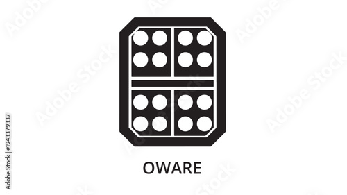 A sleek black and white Oware game board, perfect for indoor game nights, strategy and fun, with a clean and minimalist design.