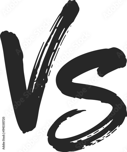 Black brush stroke versus symbol on white background with transparent background competition choice