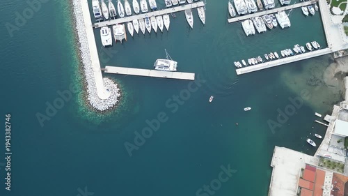 A mesmerizing flight over a marina in Montenegro