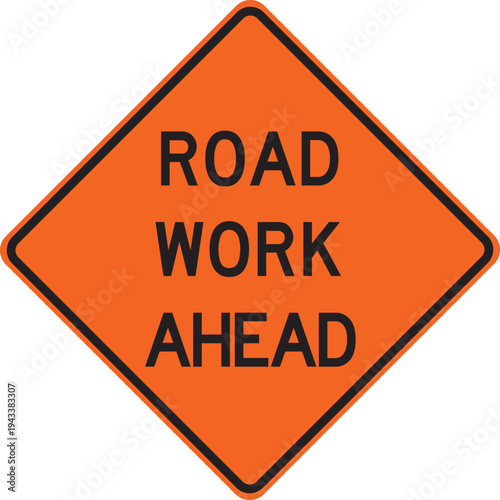 Road work ahead traffic sign vector illustration