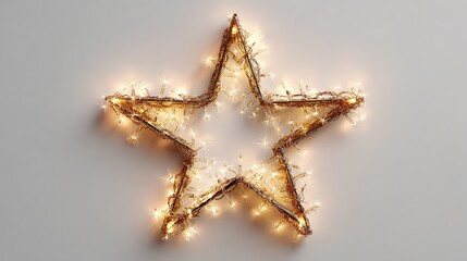 A glowing star-shaped decoration with warm fairy lights adorns a neutral background.