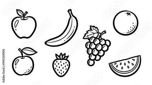 A colorful illustration of various fruits