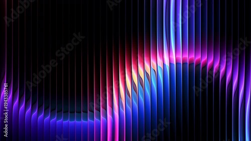 Colorful futuristic neon circles through textured glass. Luminous rings slowly rotating and distorted by ribbed glass for creative projects, digital screens and visual effects. Seamless loop. 4K video