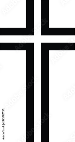 Simple black cross design on a stark white background