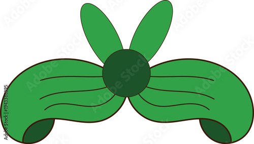 A green bow tie on a white background isolated on white background, illustration