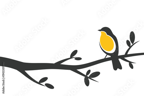 Small songbird with yellow chest perched on dark branch.
