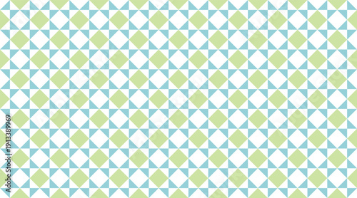 Seamless geometric pattern featuring light green, blue, and white triangles in a rhythmic, tileable grid. This clean, modern design is ideal for nursery decor, textiles, and website backgrounds.