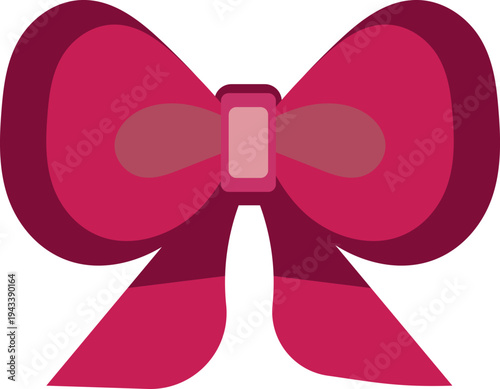 A pink bow with a white background isolated on white background, illustration