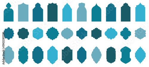 Ramadan kareem set stylish frame, promotions and advertising baner, islamic frame vector illustration in arabic style. . Frames in Arabic Muslim design for Ramadan Kareem. Vector mosque gate shape.