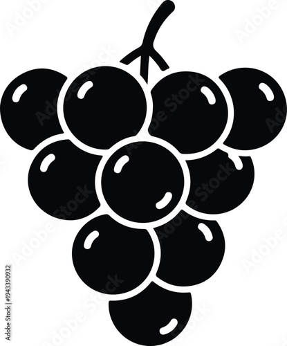 Silhouette bunch of fresh grapes icon for winery logo vector illustration