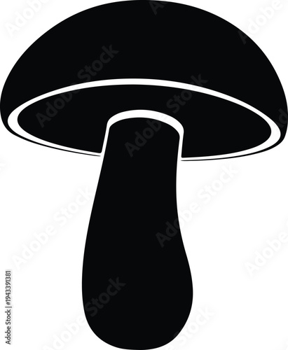 Silhouette of a single boletus mushroom isolated vector illustration
