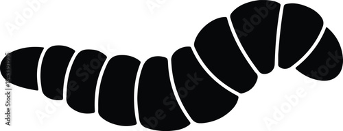 Silhouette worm segmented larva crawling vector illustration