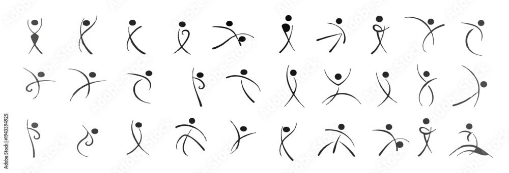 Fototapeta premium Pictures drawn with one line: people, animals, plants, figures, etc.