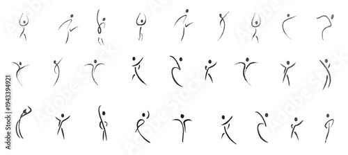 Pictures drawn with one line: people, animals, plants, figures, etc.	
