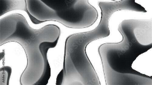 Abstract fluid patterns and wavy lines with a dotted gradient effect creating smoky textures on transparent background