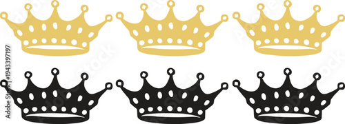 Golden and black crown illustrations
