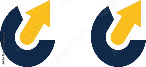 Two navy blue and yellow lightning bolt icons side by side