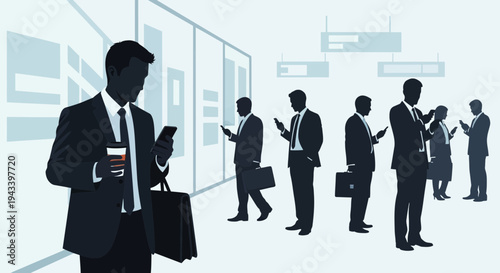 Business people waiting in line at airport.