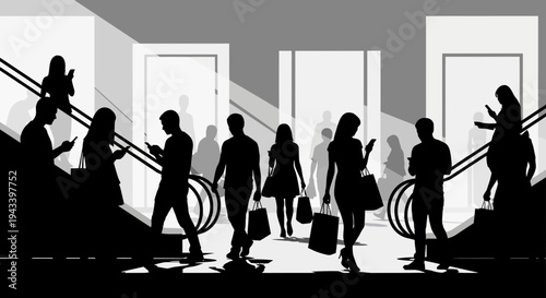 People riding escalators in a busy station.