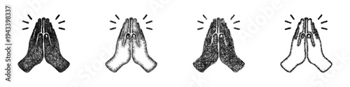 Sketch praying hands icon design set