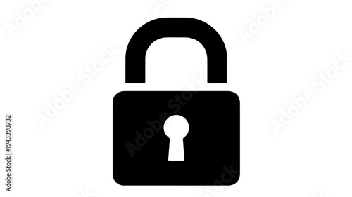 Lock icon with black color and keyhole in center, security symbol. featuring padlock, safety, protection with encrypted and secure elements for
