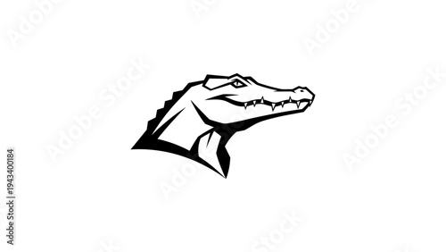 Minimalist crocodile head in black and white