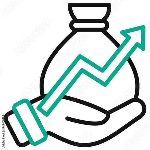 Capital Gain Dual Tone Outline Icon, Mini Illustration Relate To Taxation, Financial Reports. Use For Modern Concept, Ui, Ux Web And App Development.