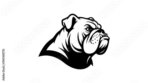 Bold bulldog silhouette design featuring powerful canine expression