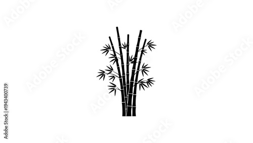 Minimalist bamboo silhouette design on white background