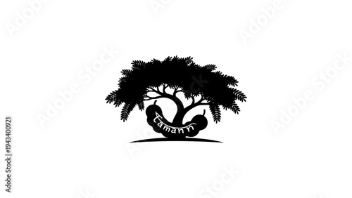 Elegant tree silhouette with birds and personalized name design