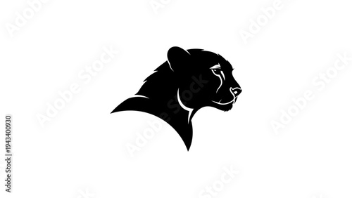 Elegant panther silhouette design with bold black contours for wildlife themes