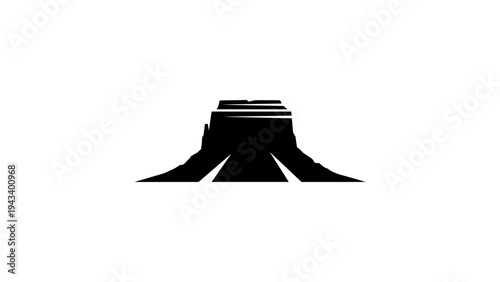 Minimalist silhouette of mountain in monochrome
