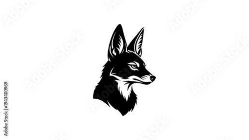 Black and white wolf profile silhouette with bold graphic style